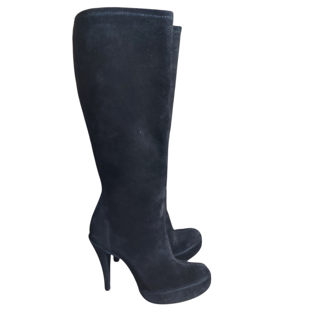 Pedro García Black Suede Knee-High Platform Stilletto Heel Boots - Picture 3 of 16